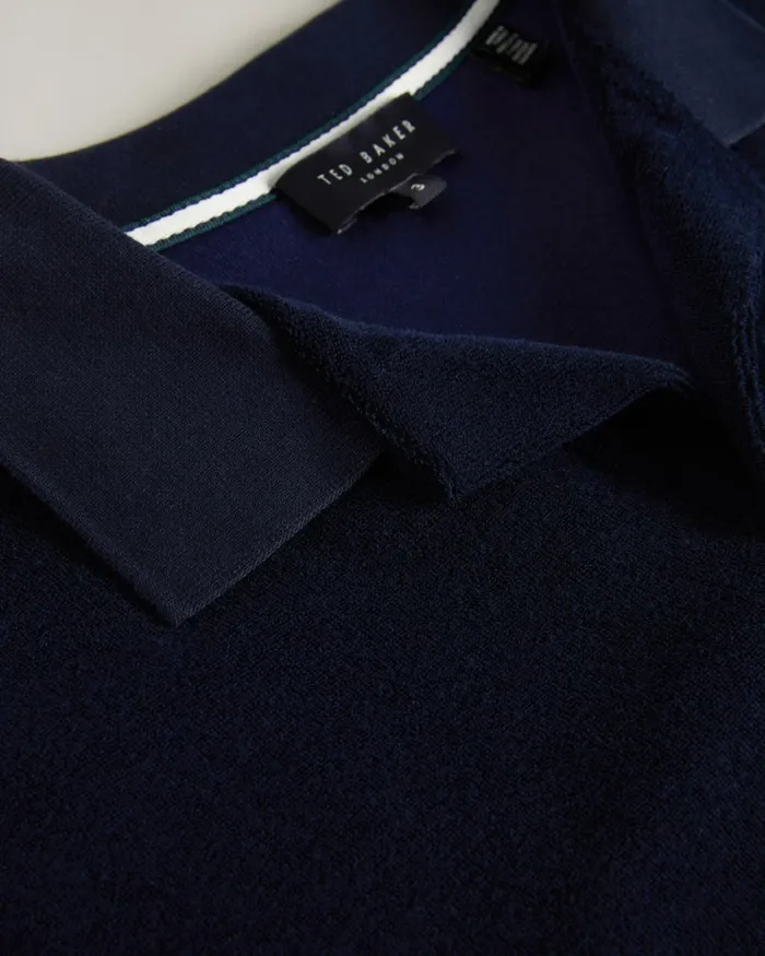 Men SNDBANK 8211 Towelling Revere Collar Polo Shirt Navy Ted Baker Polo Shirts Men SNDBANK 8211 Towelling Revere Collar Polo Shirt Navy Ted Baker Polo Shirts