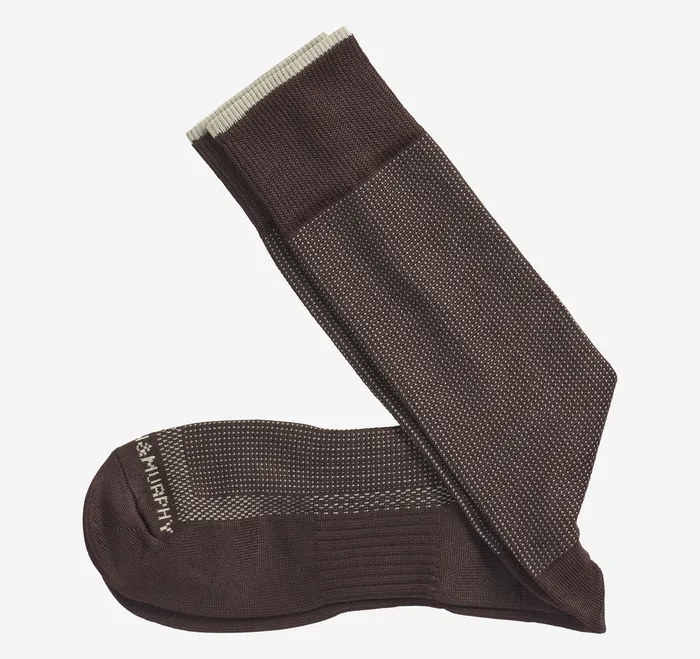 Men Socks Johnston and Murphy First In Comfort Classic Pin Dot Socks Brown