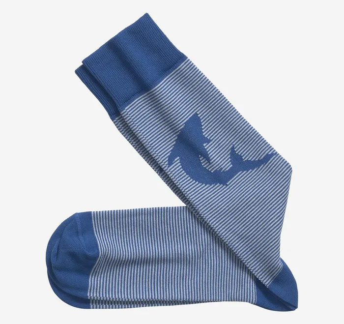 Men Socks Johnston and Murphy Striped Socks Blue Shark
