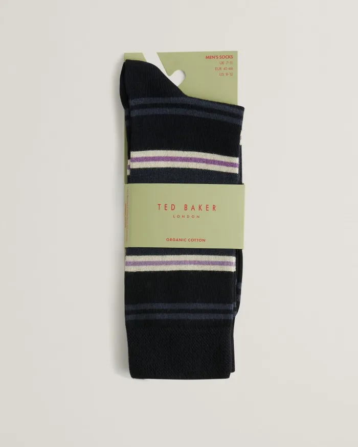 Men SOKKFIV 8211 Vertical Striped Socks Navy Ted Baker Socks