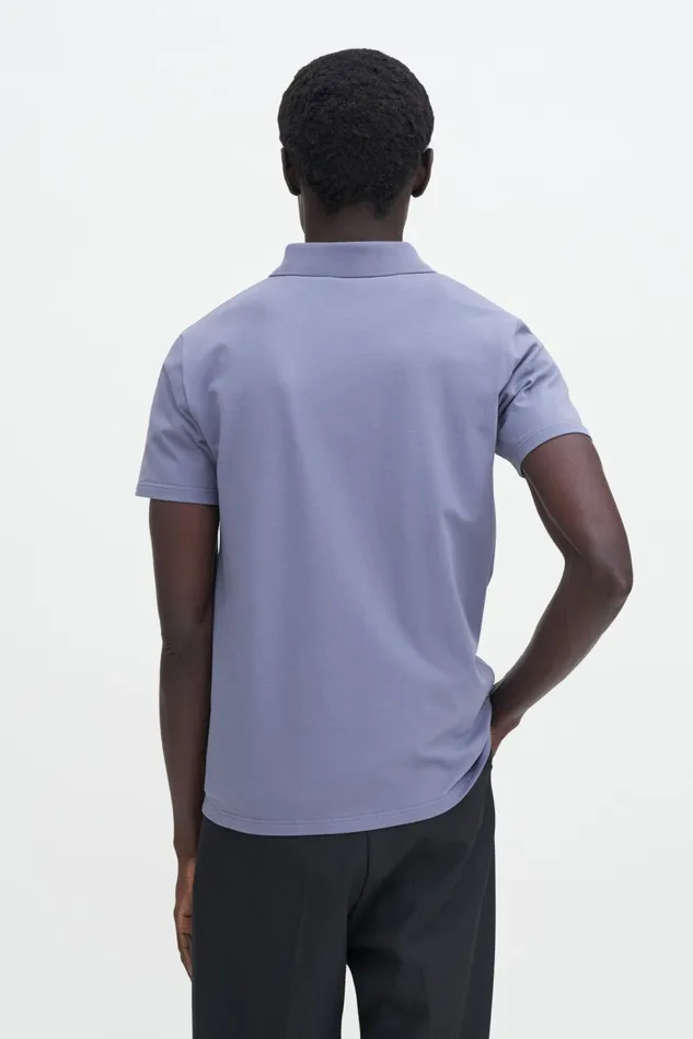 Men Stretch Cotton Polo TShirt Grey Blue Filippa K TShirts