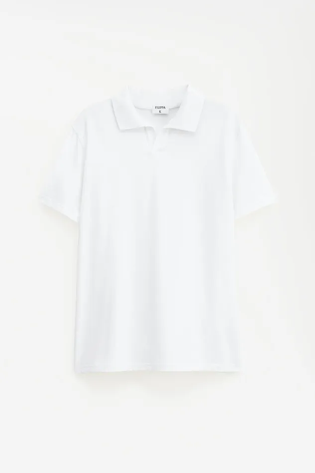 Men Stretch Cotton Polo TShirt White Filippa K TShirts