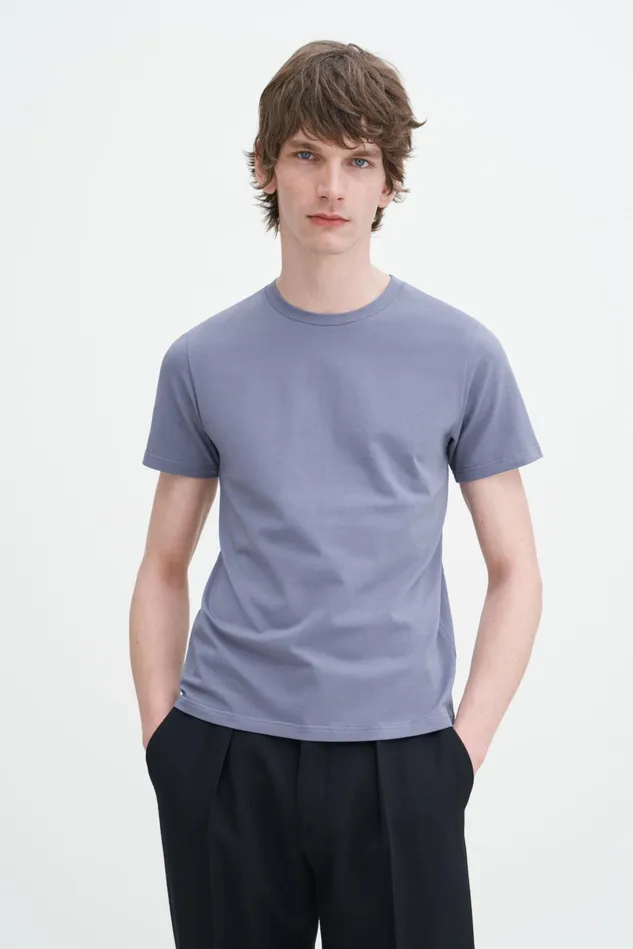 Men Stretch Cotton Tee Grey Blue Filippa K TShirts