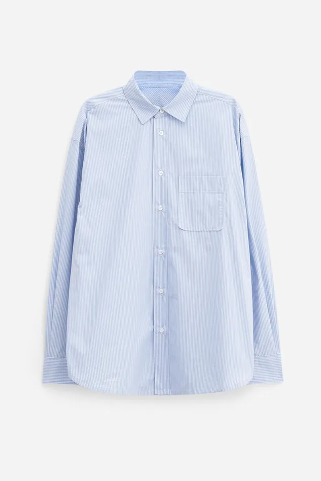 Men Striped Cotton Poplin Shirt Coffeewhite Filippa K Shirts