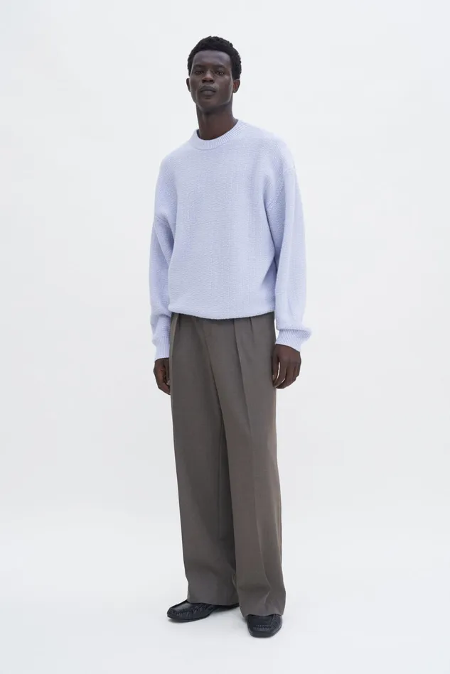 Men Structured Wool Sweater Ice Blue Filippa K Knitwear