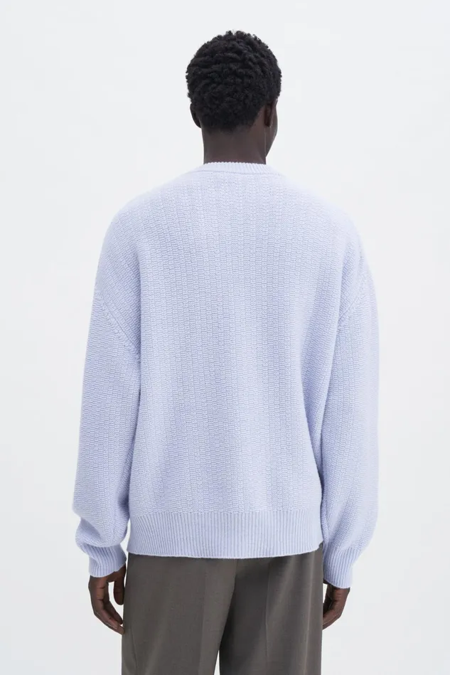 Men Structured Wool Sweater Ice Blue Filippa K Knitwear