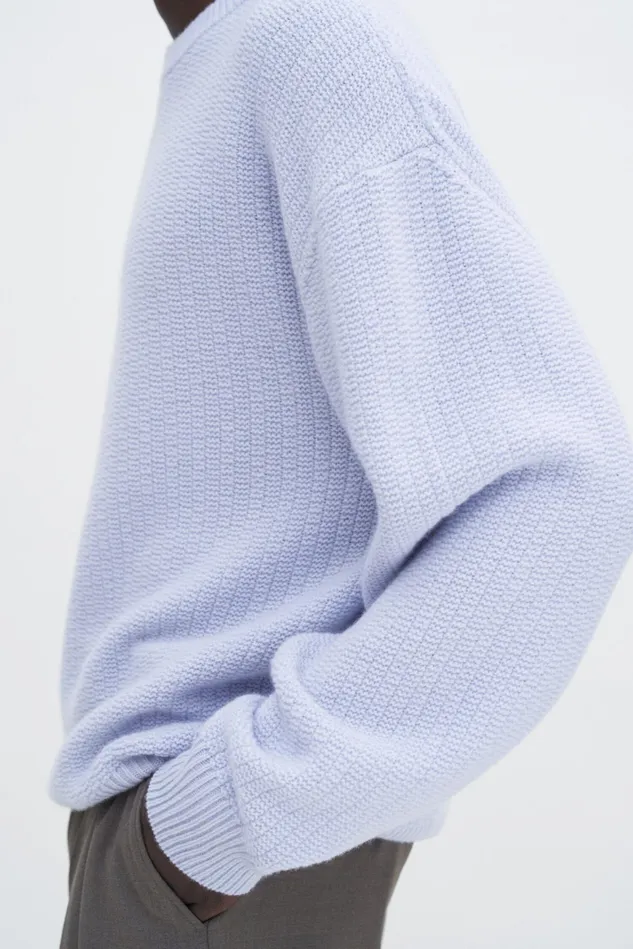 Men Structured Wool Sweater Ice Blue Filippa K Knitwear