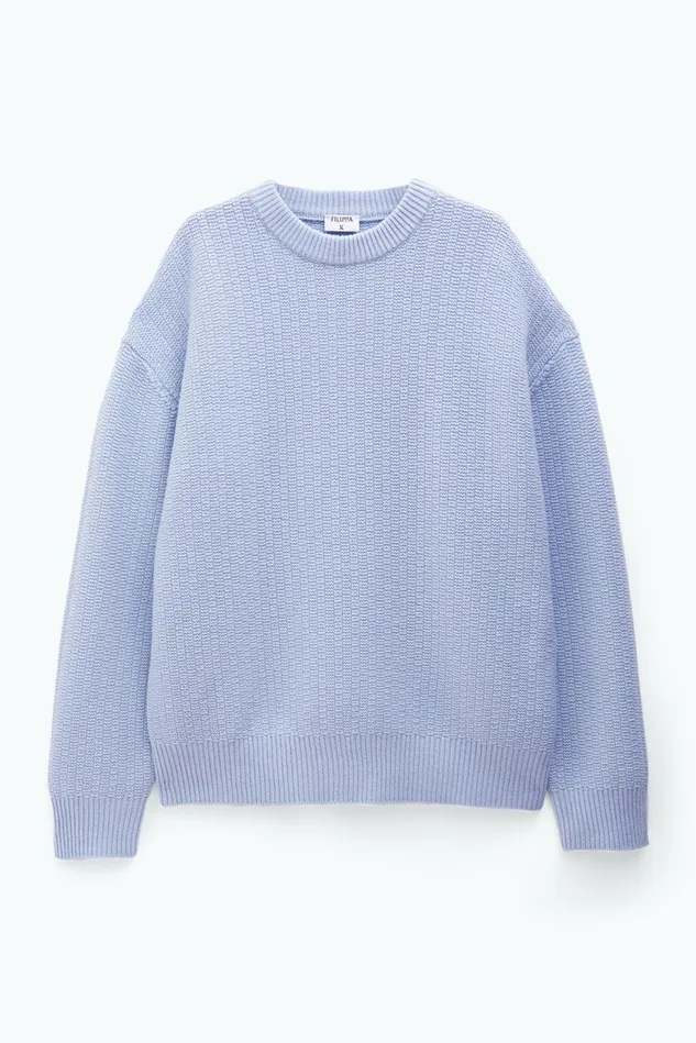 Men Structured Wool Sweater Ice Blue Filippa K Knitwear