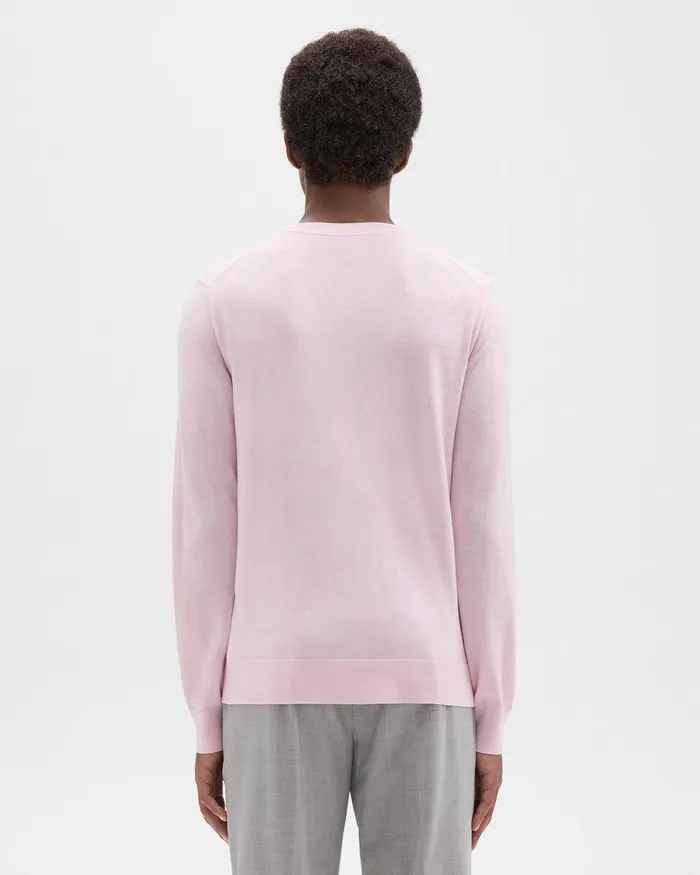 Men Sweaters Cardigans Theory Crewneck Sweater In Regal Wool Pale Pink