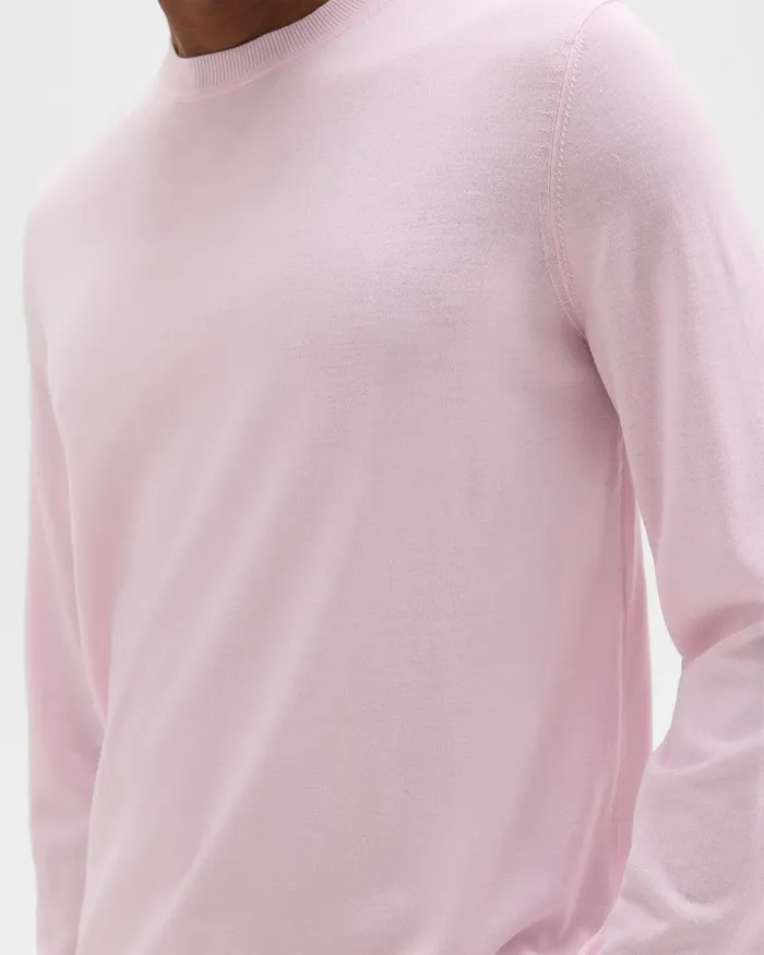 Men Sweaters Cardigans Theory Crewneck Sweater In Regal Wool Pale Pink