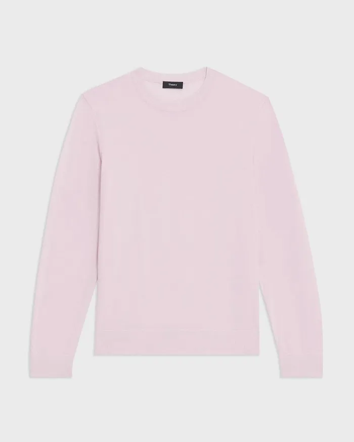 Men Sweaters Cardigans Theory Crewneck Sweater In Regal Wool Pale Pink