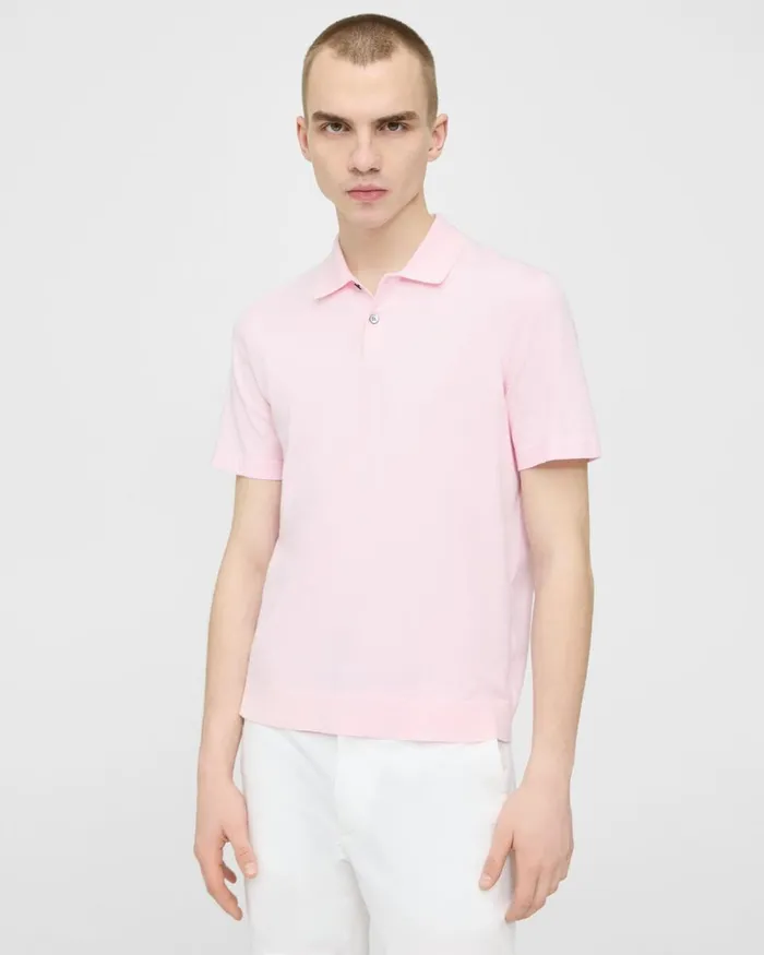 Men Sweaters Cardigans Theory Goris Polo Shirt In Light Bilen Cradle Pinkwhite