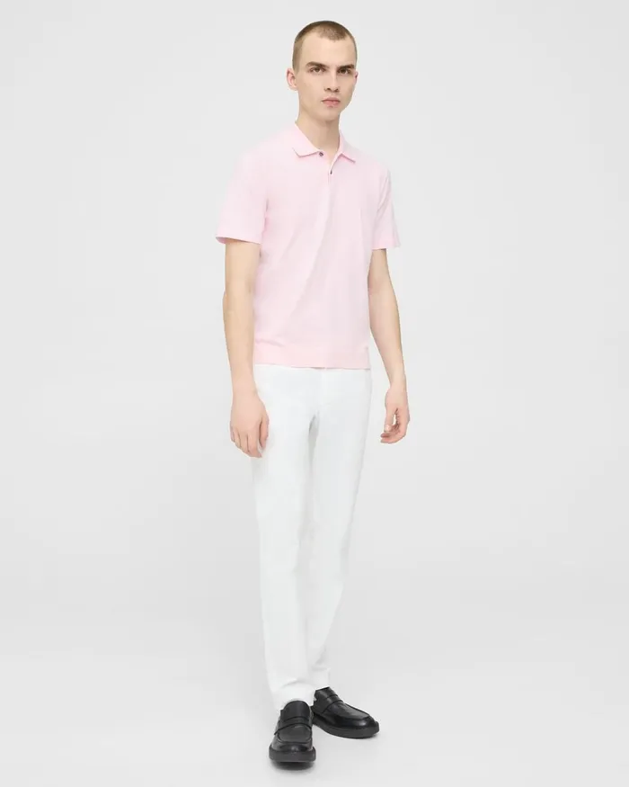 Men Sweaters Cardigans Theory Goris Polo Shirt In Light Bilen Cradle Pinkwhite