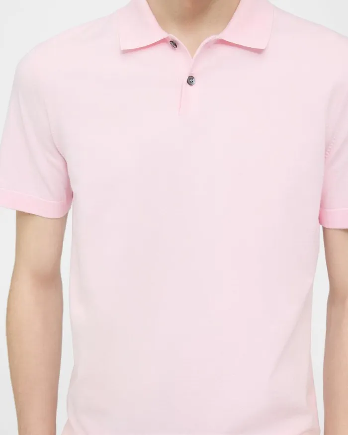 Men Sweaters Cardigans Theory Goris Polo Shirt In Light Bilen Cradle Pinkwhite