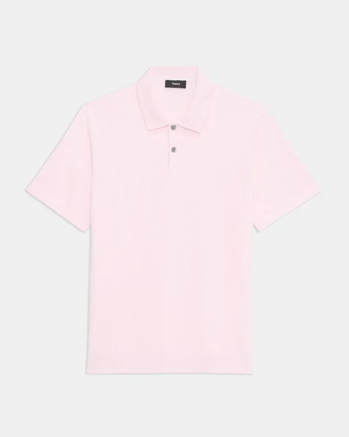 Men Sweaters Cardigans Theory Goris Polo Shirt In Light Bilen Cradle Pinkwhite