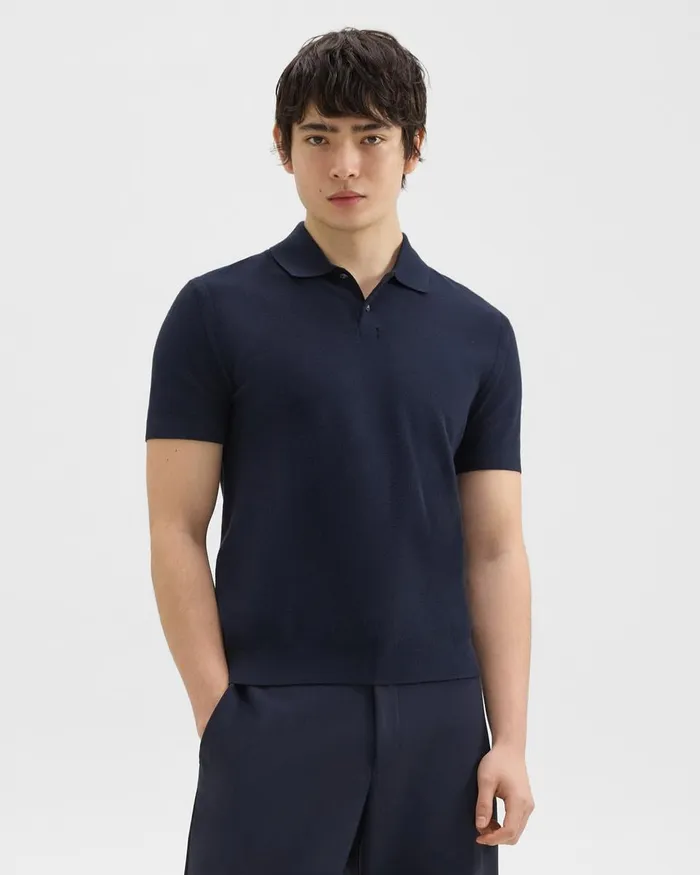 Men Sweaters Cardigans Theory Goris Polo Shirt In Piqueacute Light Bilen Baltic