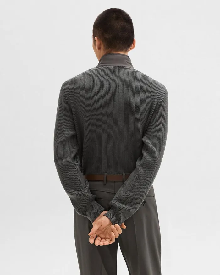 Men Sweaters Cardigans Theory QuarterZip Pullover In NylonWool Light Spruce