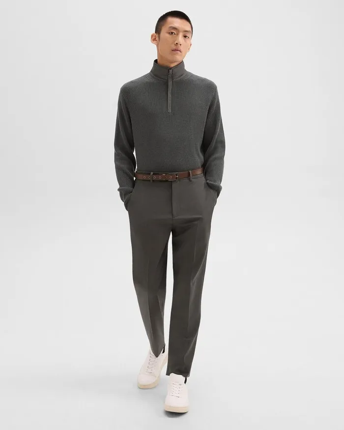 Men Sweaters Cardigans Theory QuarterZip Pullover In NylonWool Light Spruce