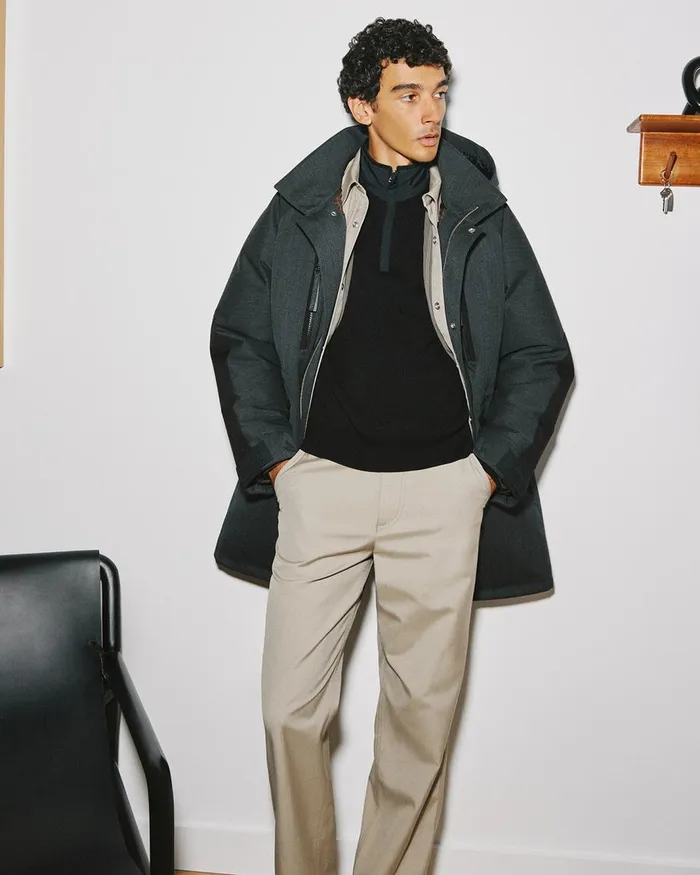 Men Sweaters Cardigans Theory QuarterZip Pullover In NylonWool Light Spruce
