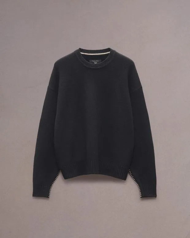 Men Sweaters Rag and Bone Clarkson Wool Sweater Black