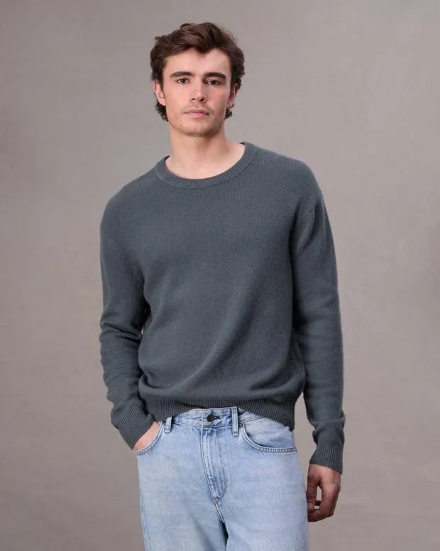 Men Sweaters Rag and Bone Downing Cashmere Sweater Shark Blue