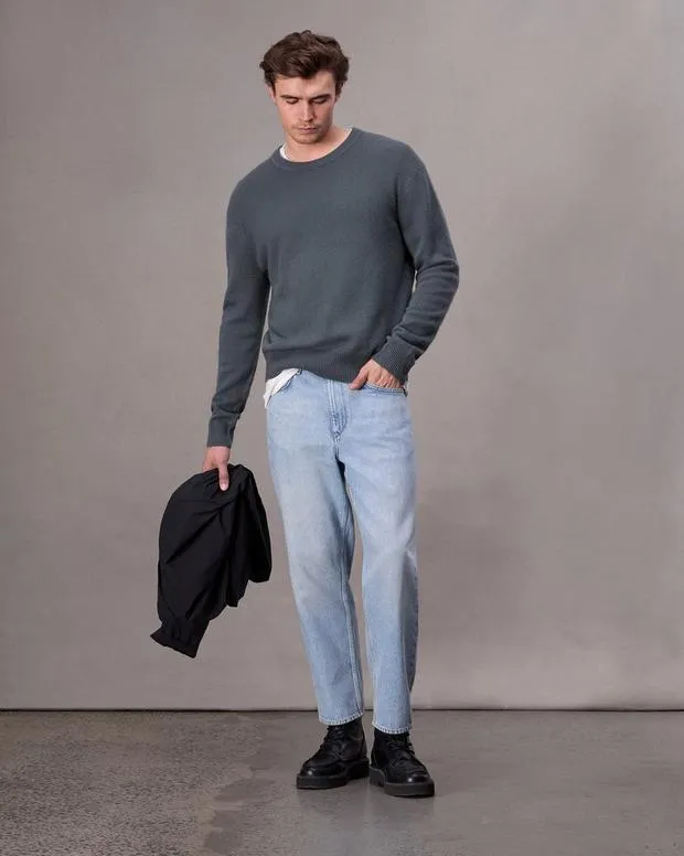 Men Sweaters Rag and Bone Downing Cashmere Sweater Shark Blue