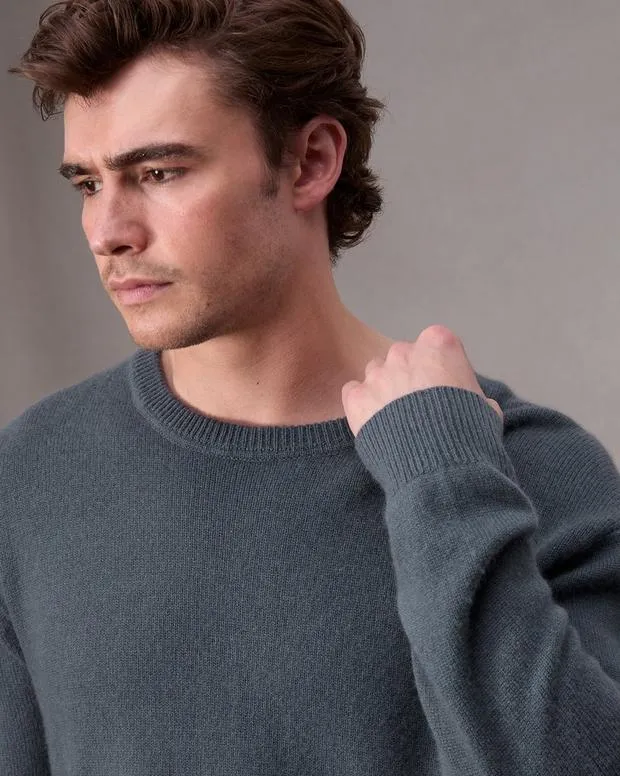 Men Sweaters Rag and Bone Downing Cashmere Sweater Shark Blue