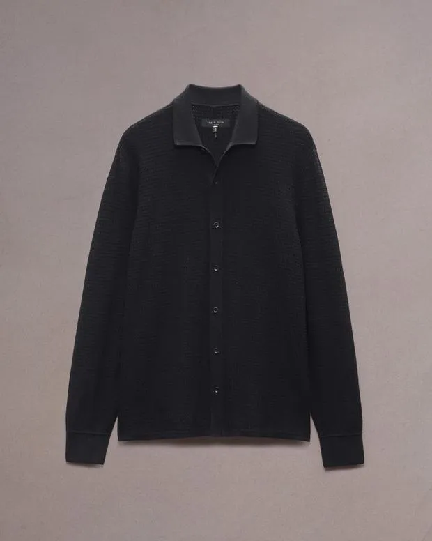 Men Sweaters Rag and Bone Hayes Button Up Shirt Black