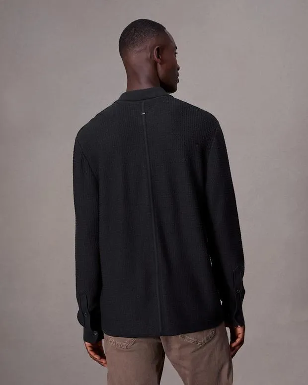 Men Sweaters Rag and Bone Hayes Button Up Shirt Black