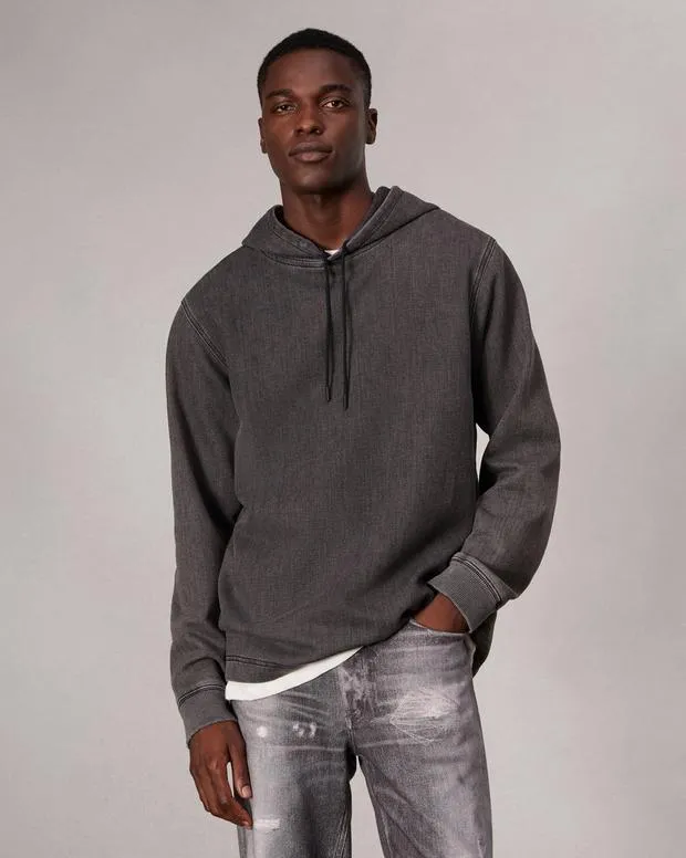 Men Sweatshirts Rag and Bone Rbstride Denim Hoodie Charcoal