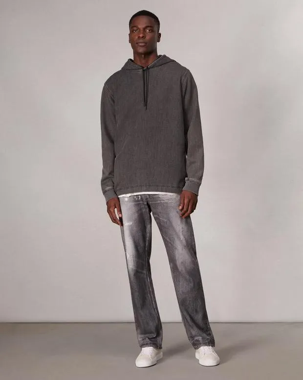 Men Sweatshirts Rag and Bone Rbstride Denim Hoodie Charcoal