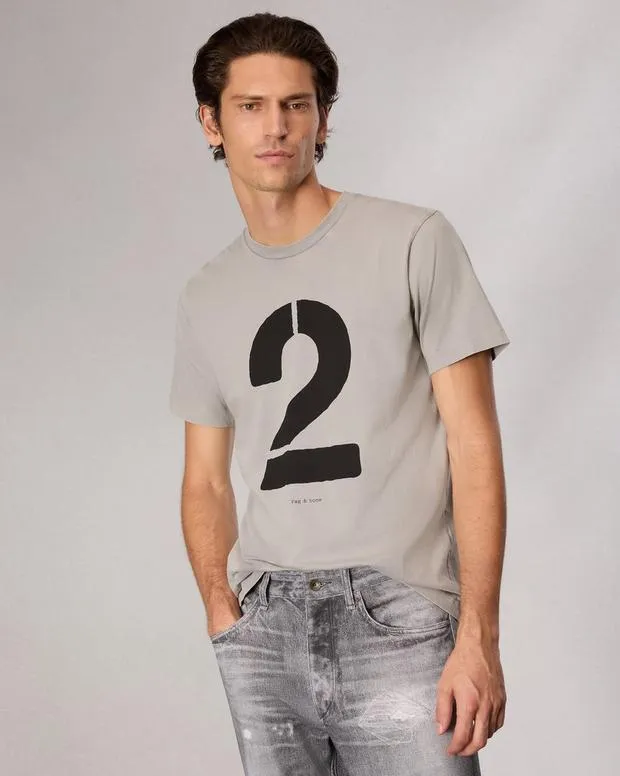 Men TShirts and Henleys Rag and Bone Rb Number 2 TShirt Washed Grey