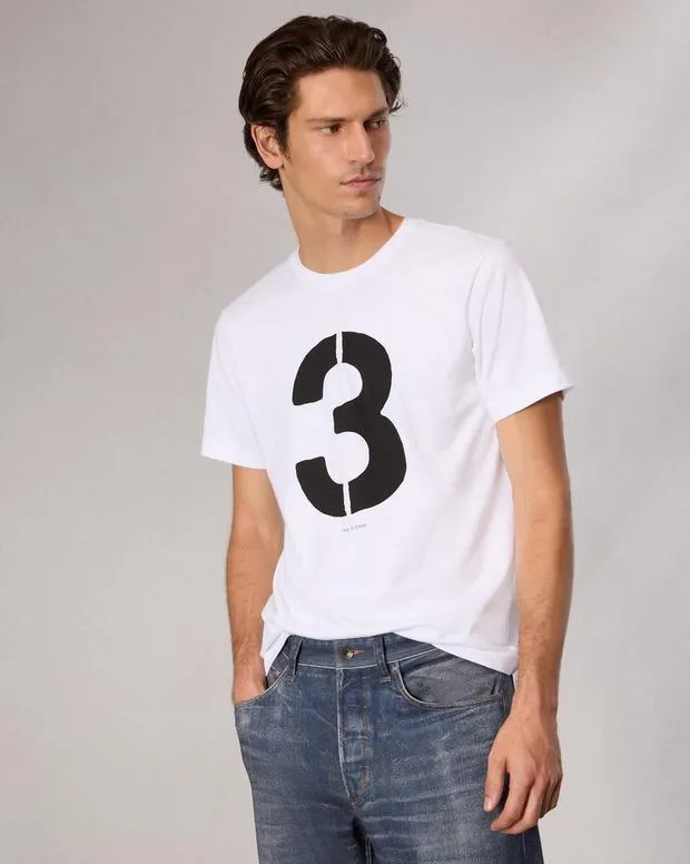 Men TShirts and Henleys Rag and Bone Rb Number 3 TShirt Washed White