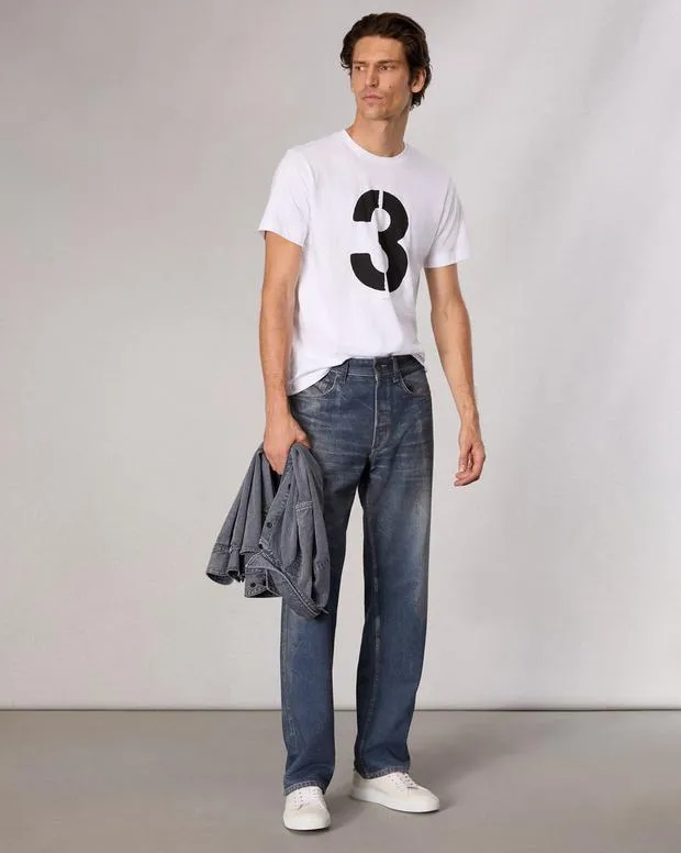 Men TShirts and Henleys Rag and Bone Rb Number 3 TShirt Washed White