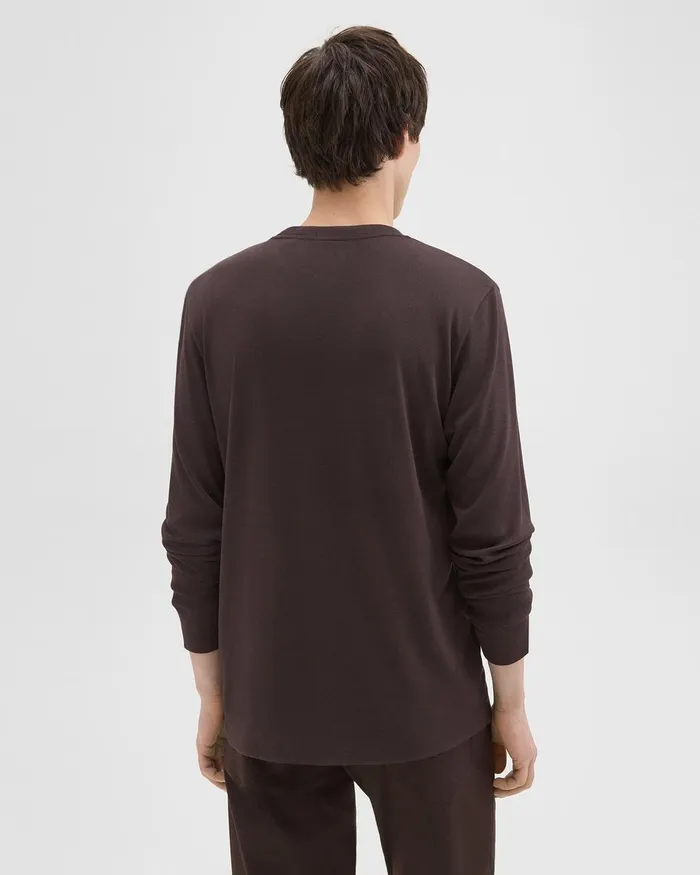 Men TShirts Polos Theory Essential LongSleeve Tee In Anemone Modal Jersey Hickory