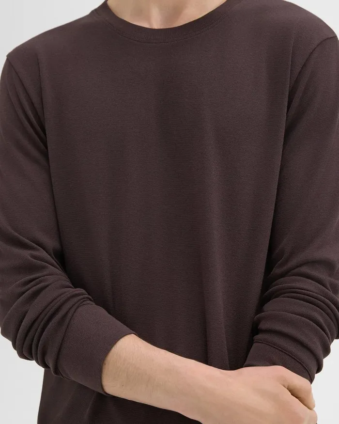 Men TShirts Polos Theory Essential LongSleeve Tee In Anemone Modal Jersey Hickory