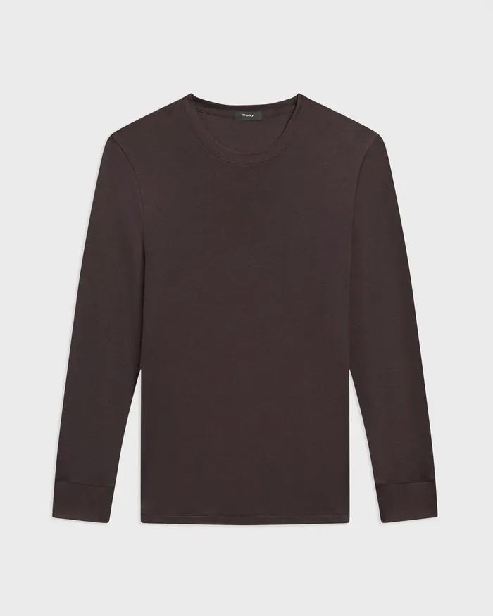 Men TShirts Polos Theory Essential LongSleeve Tee In Anemone Modal Jersey Hickory