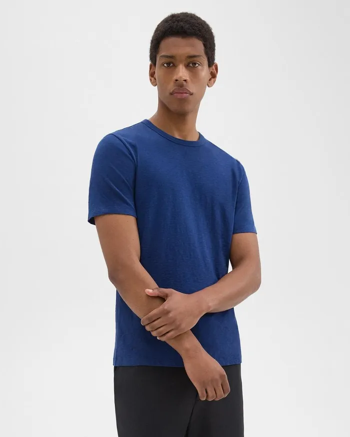 Men TShirts Polos Theory Essential Tee In Cosmos Slub Cotton Ocean