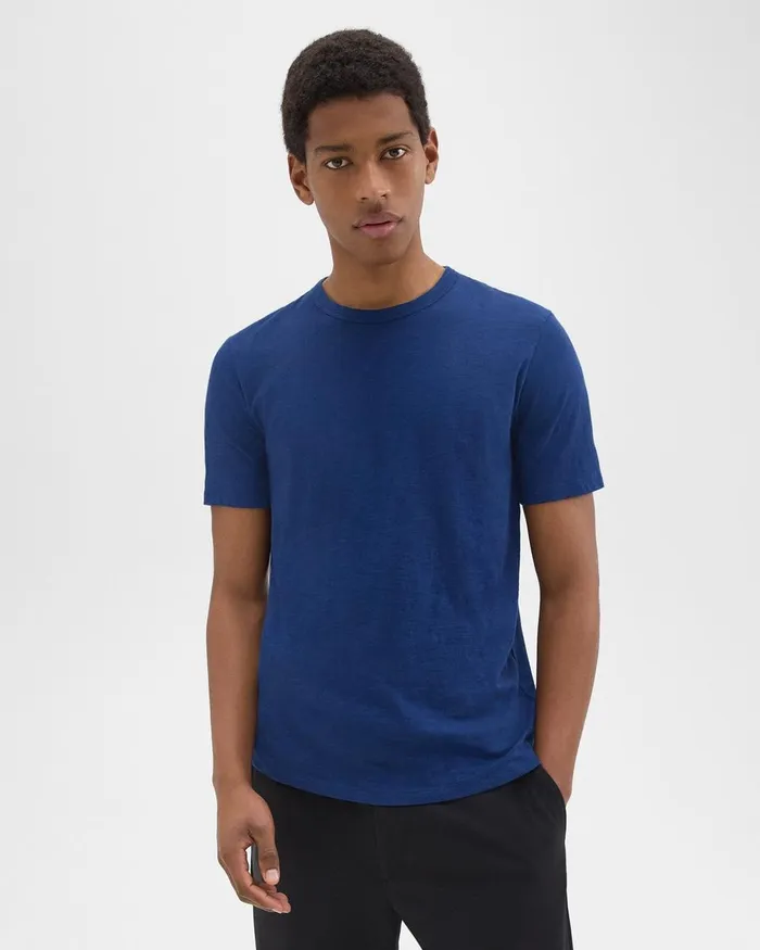 Men TShirts Polos Theory Essential Tee In Cosmos Slub Cotton Ocean