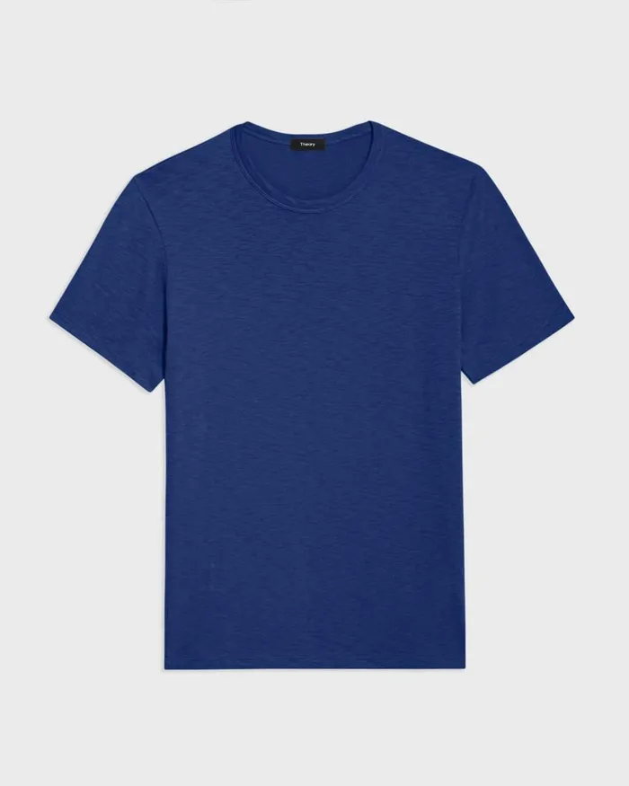 Men TShirts Polos Theory Essential Tee In Cosmos Slub Cotton Ocean