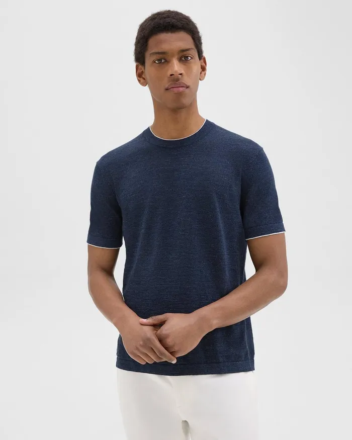 Men TShirts Polos Theory Sarior Tee In CottonLinen New Baltic
