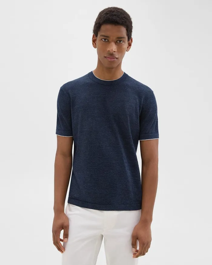 Men TShirts Polos Theory Sarior Tee In CottonLinen New Baltic