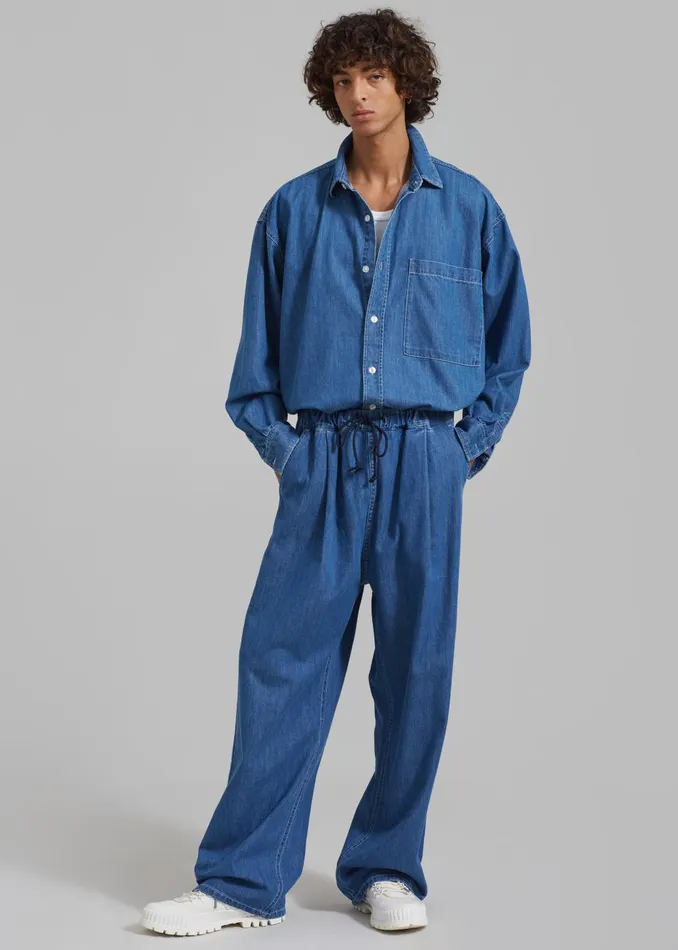 Men Tanner Denim Shirt 8211 Medium Wash The Frankie Shop Tops