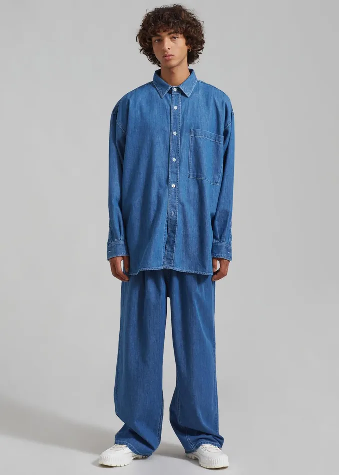 Men Tanner Denim Shirt 8211 Medium Wash The Frankie Shop Tops