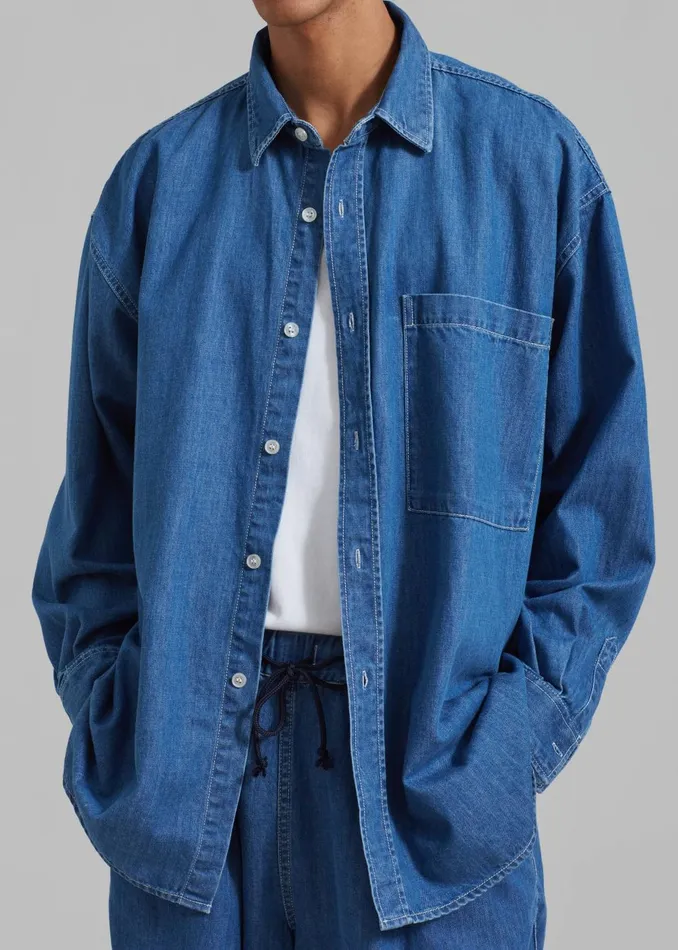 Men Tanner Denim Shirt 8211 Medium Wash The Frankie Shop Tops