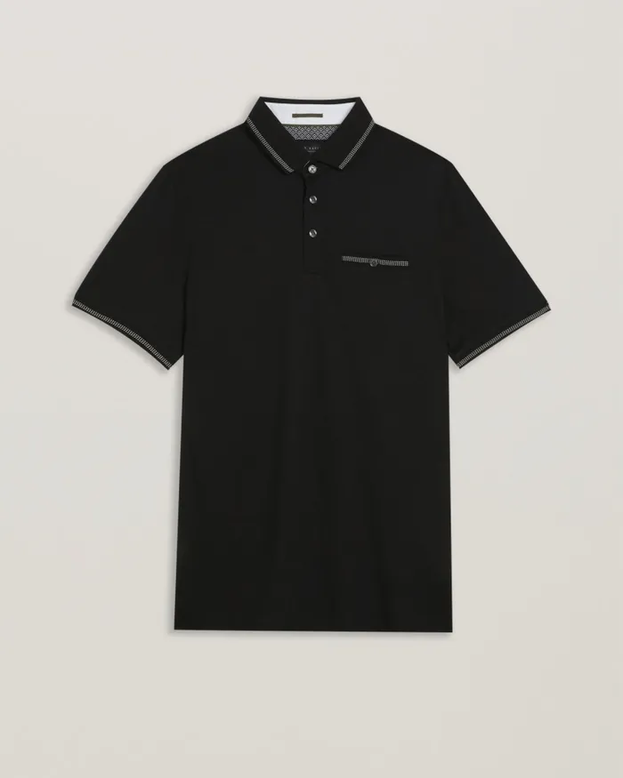 Men TORTILA 8211 Polo Shirt With Striped Details Black Ted Baker Tops