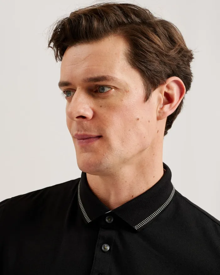 Men TORTILA 8211 Polo Shirt With Striped Details Black Ted Baker Tops