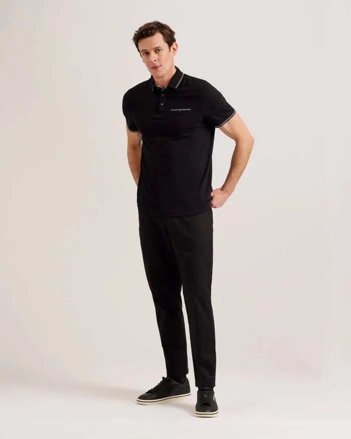 Men TORTILA 8211 Polo Shirt With Striped Details Black Ted Baker Tops