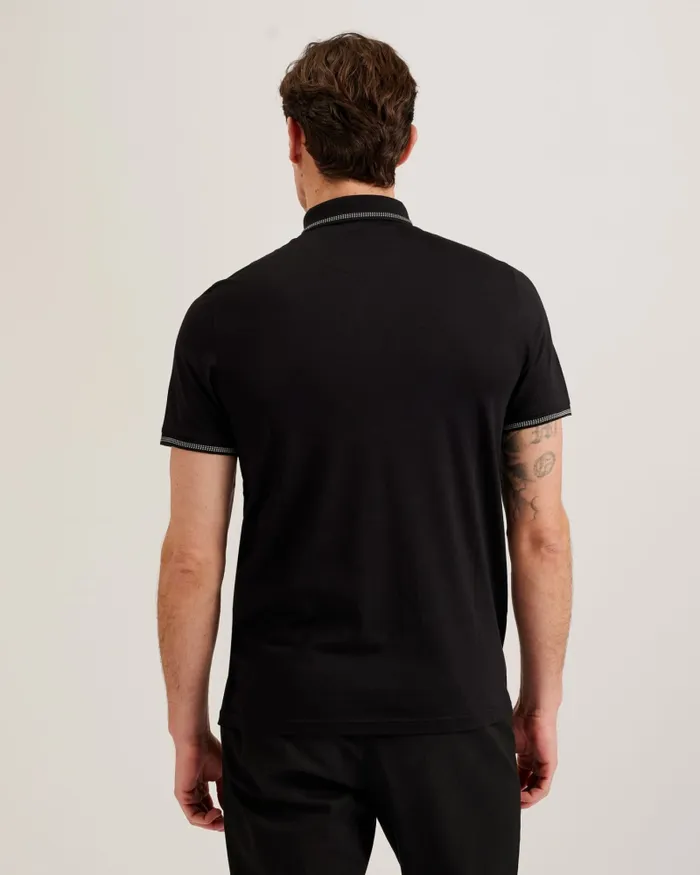 Men TORTILA 8211 Polo Shirt With Striped Details Black Ted Baker Tops