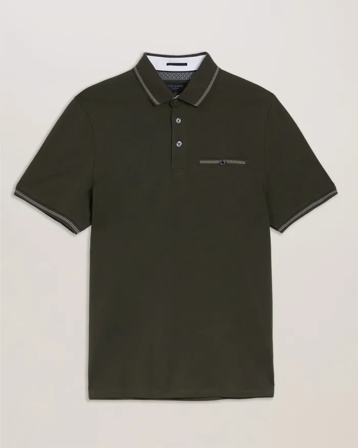 Men TORTILA 8211 Polo Shirt With Striped Details Olive Ted Baker Tops